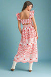 Barb Embroidered Maxi Sundress - Red