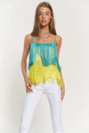 Fringe Cross Cami - Neon
