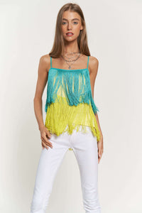 Fringe Cross Cami - Neon