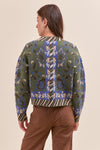 Paisley Knit Sweater Cardigan - Olive