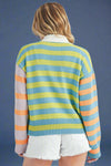 Flavia Striped Cardigan Green