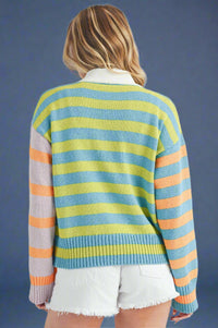 Flavia Striped Cardigan Green