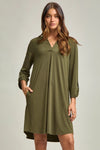 Long Sleeve Lizzy Dress - Olive