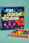 An image of the game The Color Scheme, a game of memory, maneuvers, and manipulations. For 8 years+ and 2 players.