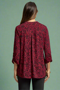 Lizzy Top - Black Red Floral