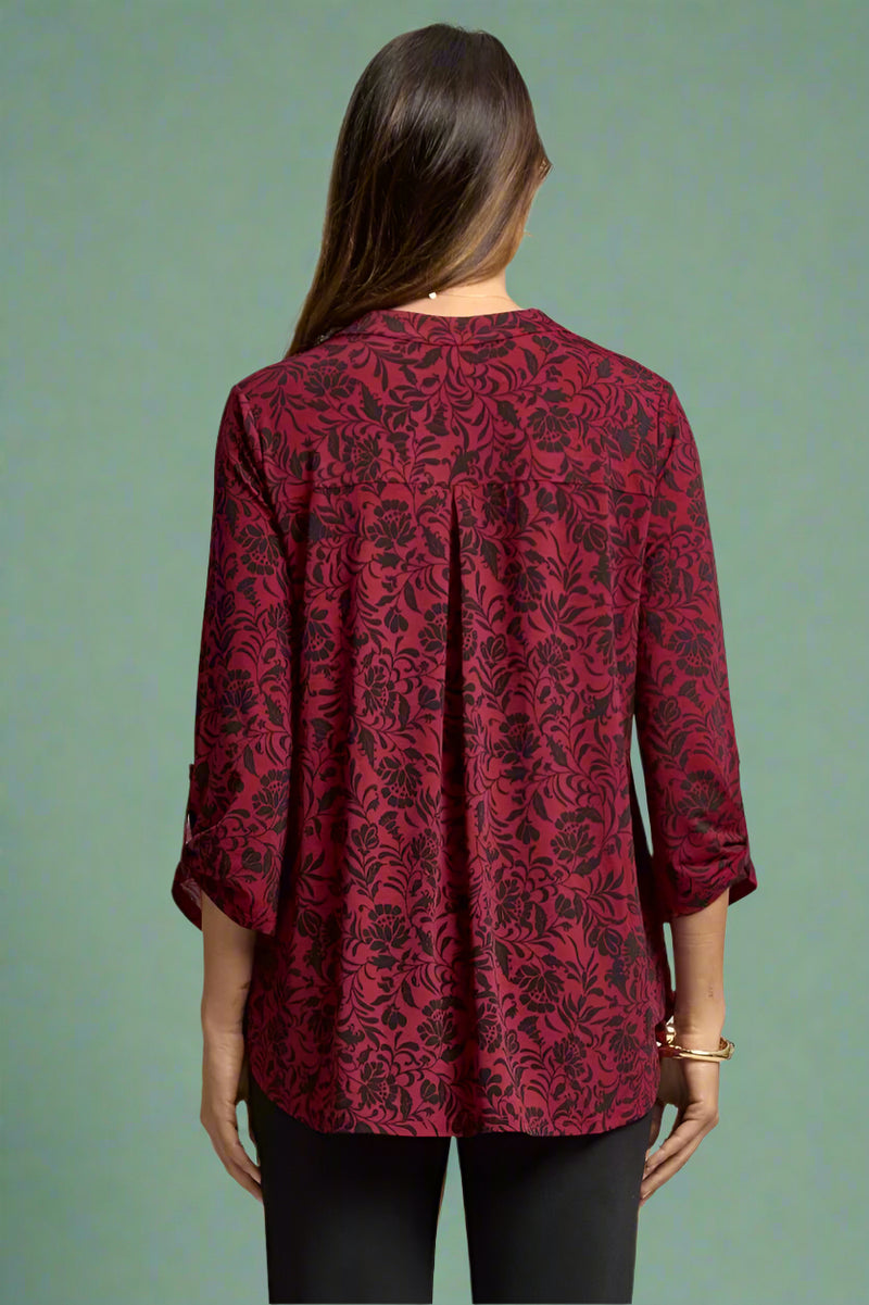 Lizzy Top - Black Red Floral