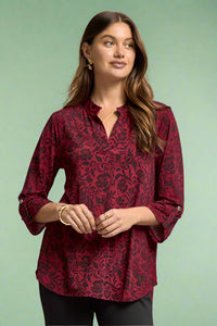 Lizzy Top - Black Red Floral