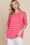 Striped Short Sleeve Tee Coral