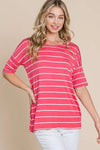Striped Short Sleeve Tee Coral