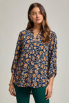 Lizzy Top - Navy Orange Floral
