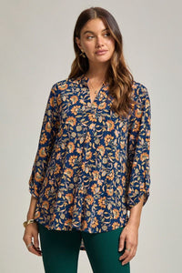 Lizzy Top - Navy Orange Floral