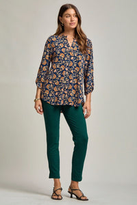 Lizzy Top - Navy Orange Floral
