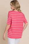 Striped Short Sleeve Tee Coral