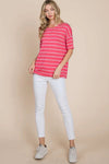 Striped Short Sleeve Tee Coral