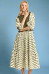 Floral Print Tiered Midi Dress - Olive