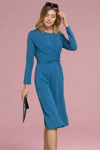 Bow Tie Slit Hem Dress - Teal