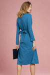 Bow Tie Slit Hem Dress - Teal
