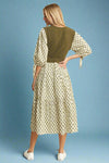 Floral Print Tiered Midi Dress - Olive