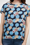 Blue Circle & Floral Top