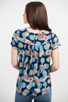 Blue Circle & Floral Top