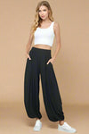 Drape Detail Long Pants Black