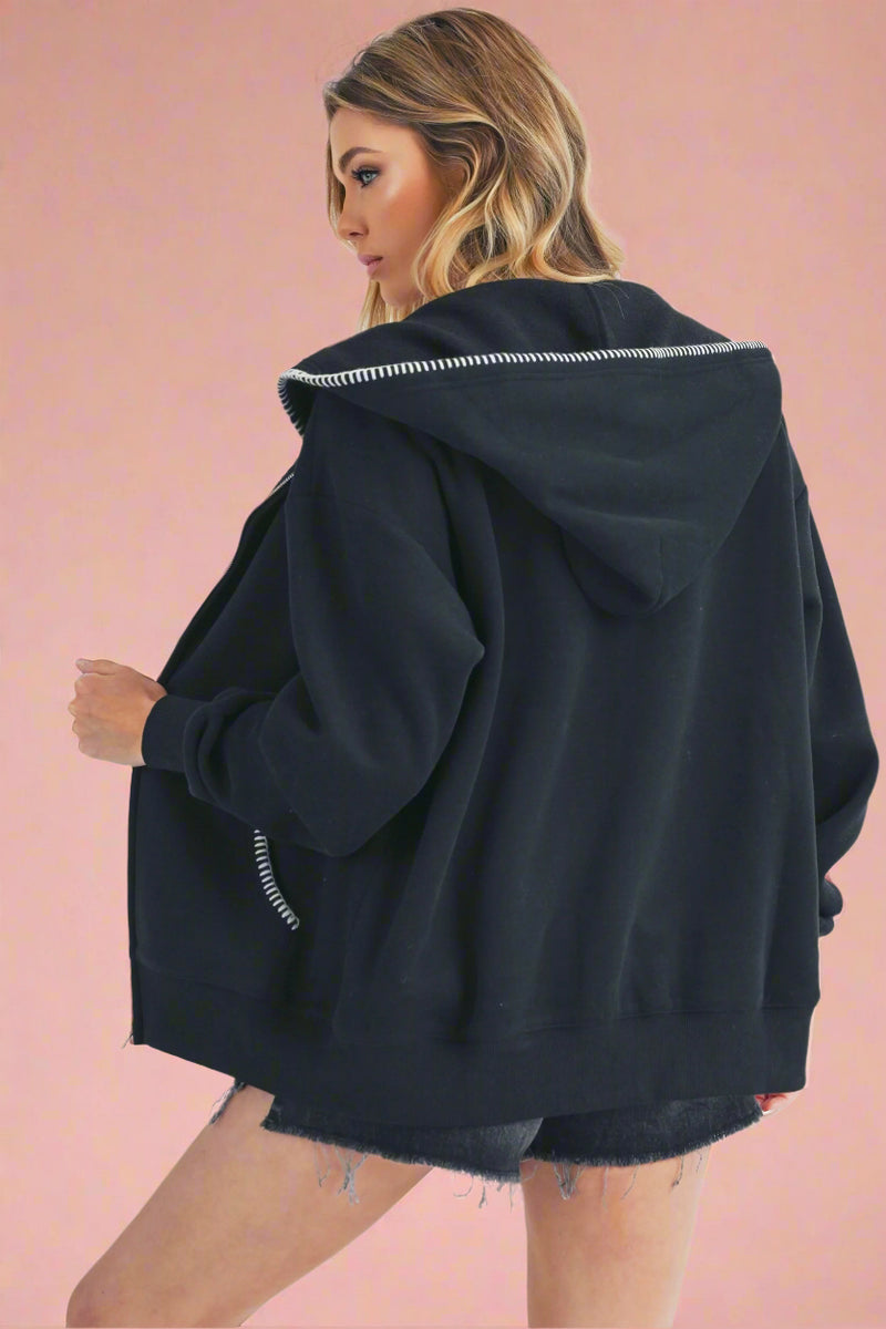 Noel Full Zip Hoodie - Black