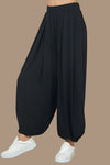 Drape Detail Long Pants Black