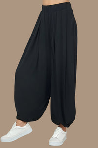 Drape Detail Long Pants Black
