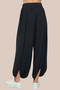 Drape Detail Long Pants Black