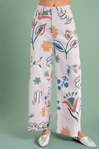 Flower Power Wide Leg Pant - Gray