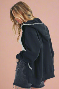Noel Full Zip Hoodie - Black