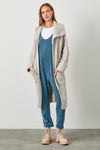Cable Knit Long Cardigan Grey