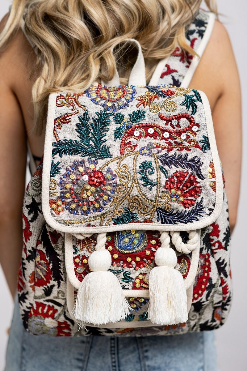Dublin Embroidered Beaded Backpack