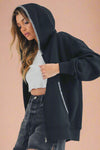 Noel Full Zip Hoodie - Black