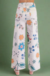 Flower Power Wide Leg Pant - Gray