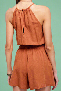 Mineral Washed Romper - Ginger