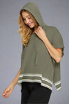 Hooded Sweater Top With Stripe Detail - Olive