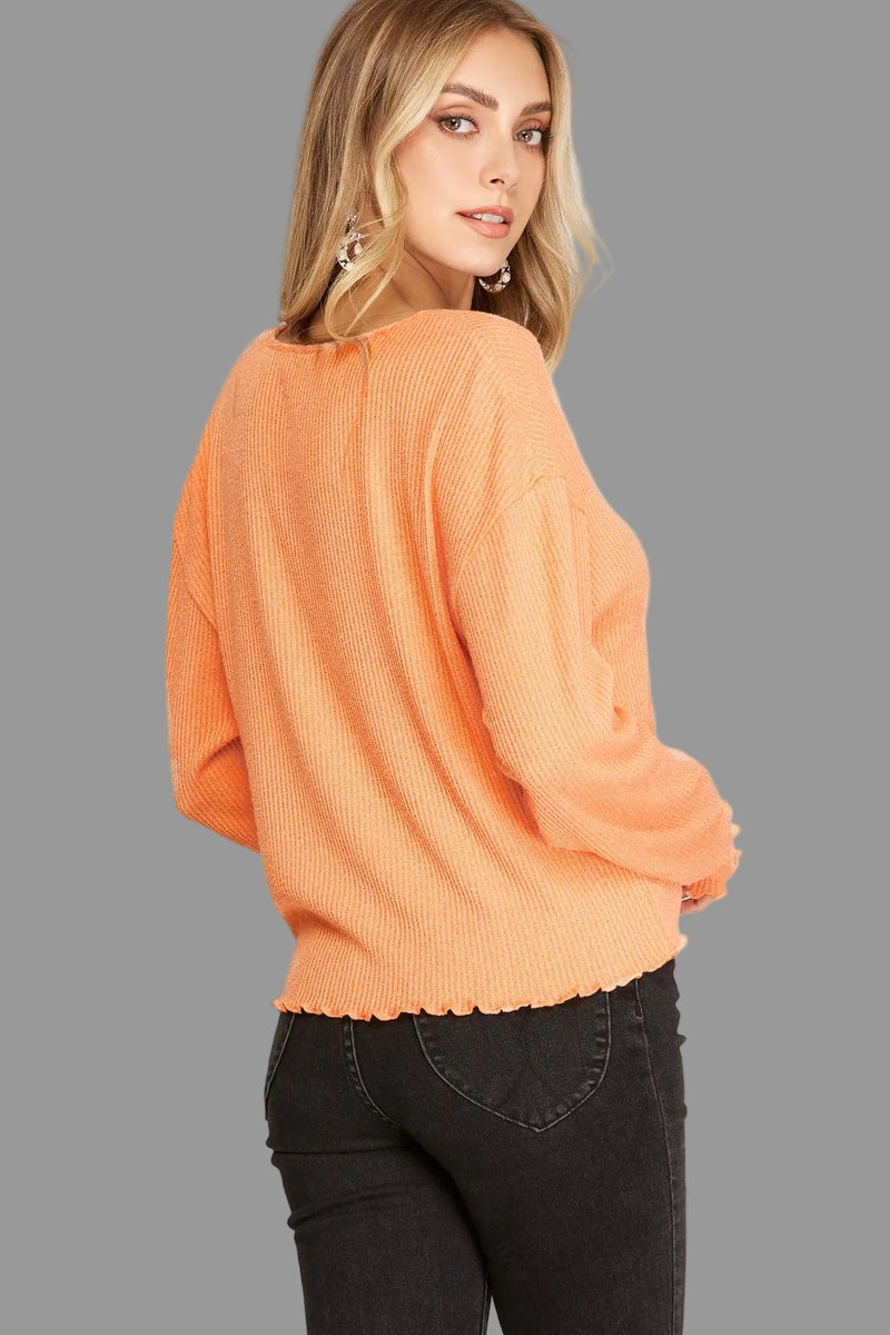 Long Sleeve Lettuce Hem Top