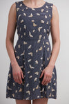 Butterfly Stripe Fit & Flare Dress Blue