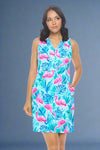 Pamela V-Neck Pink Flamingo Dress Mint