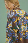 Floral Knit Button-Up Cardigan - Brown