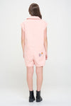 Utility Romper With Patchwork Detail Pink