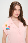 Utility Romper With Patchwork Detail Pink