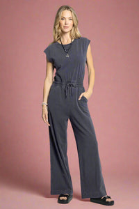 Paige Drawstring Waist Jumpsuit - Graphite