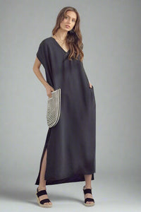 Boxy Maxi With Side Slit Black