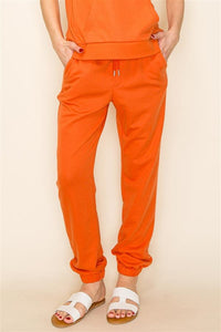 Elastic Waist & Cuff Pants Orange