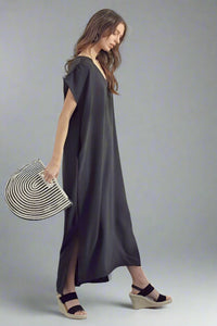 Boxy Maxi With Side Slit Black