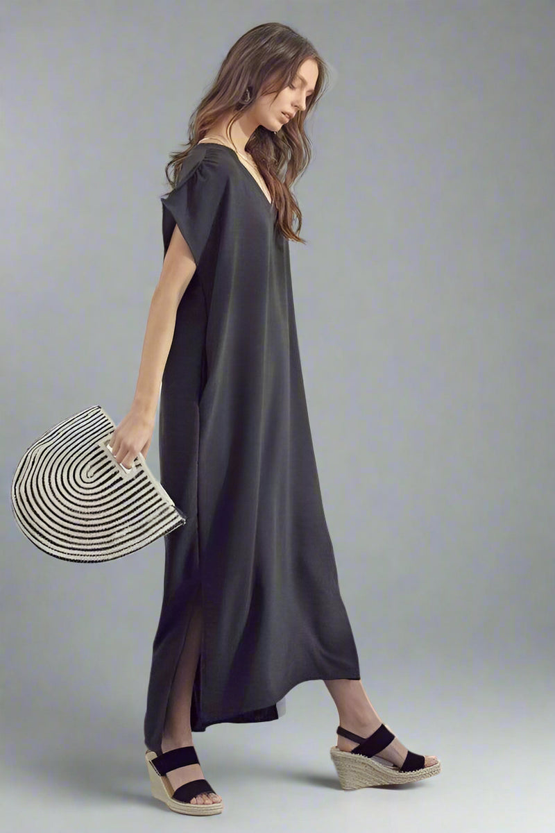 Boxy Maxi With Side Slit Black
