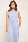 Solid Boat Neck Jumpsuit Light Blue