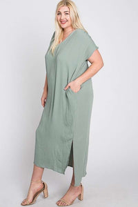 Boxy Maxi With Side Slit Green